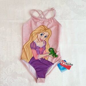 Disney Princess Toddler Girl 1pc Rapunzel Print Off-shoulder UPF 50+ Swimsuit